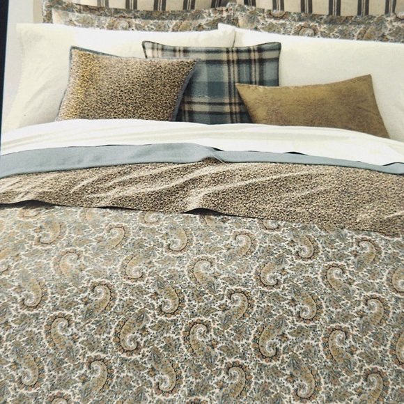 Ralph Lauren Bedding Lauren Ralph Lauren Duvet Set Fullqueen Riley Paisley Tan Cotton
